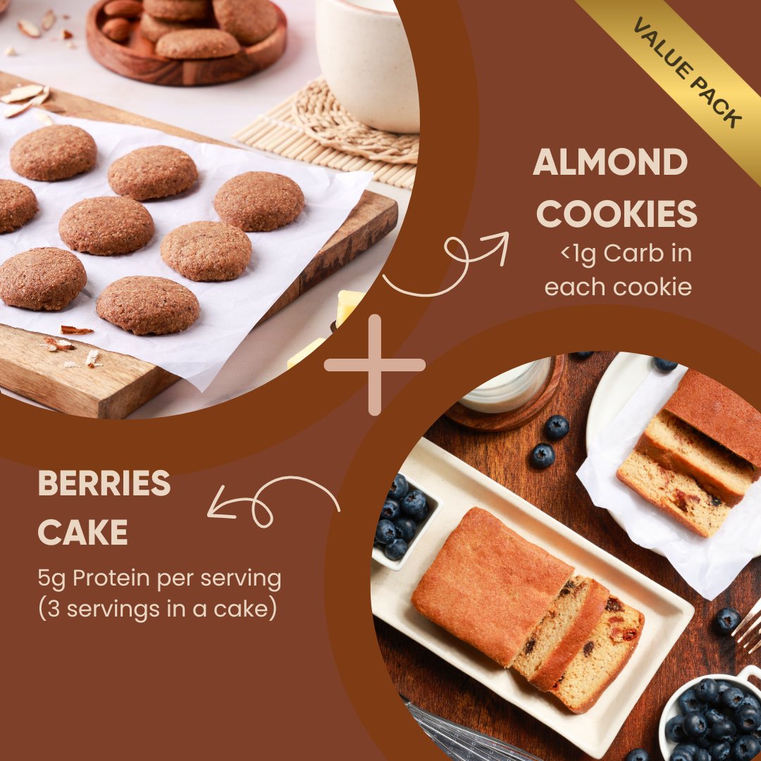 Gluten Free Combo - Berries Cake (150g) & Almond Cookies (185g) (contains egg) - Artinci#sugar - free##diabetic - friendly##weightloss#