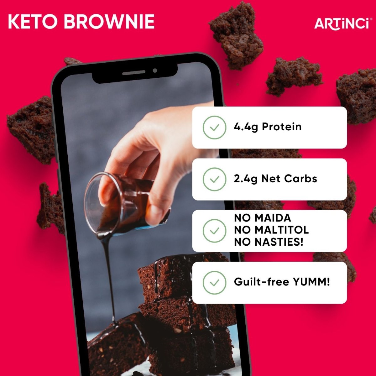 Keto Brownie - Sugar Free, Diabetic Friendly (contains egg) - Artinci#sugar - free##diabetic - friendly##weightloss#