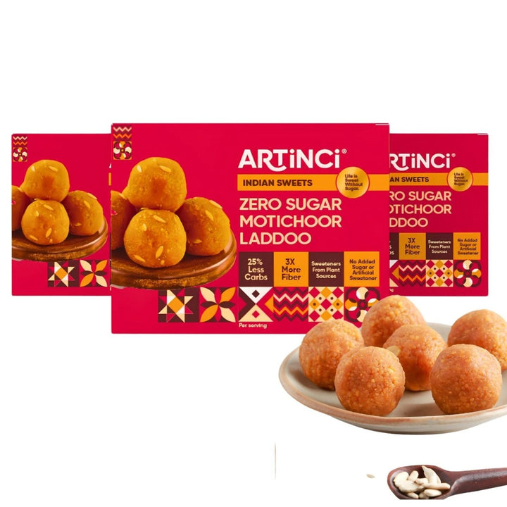 Motichoor Ladoo (200gms) | Made with Pure desi ghee | Sugar free | Diabetic Friendly - Artinci#sugar - free##diabetic - friendly##weightloss#